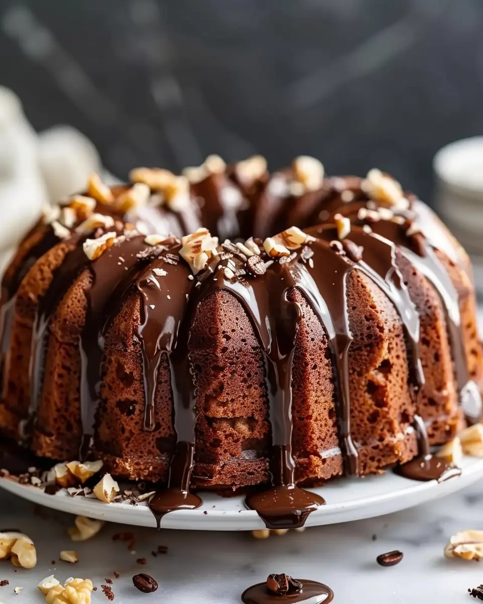Hazelnut Bundt Cake: Indulgent Espresso &amp; Chocolate Glaze Delight