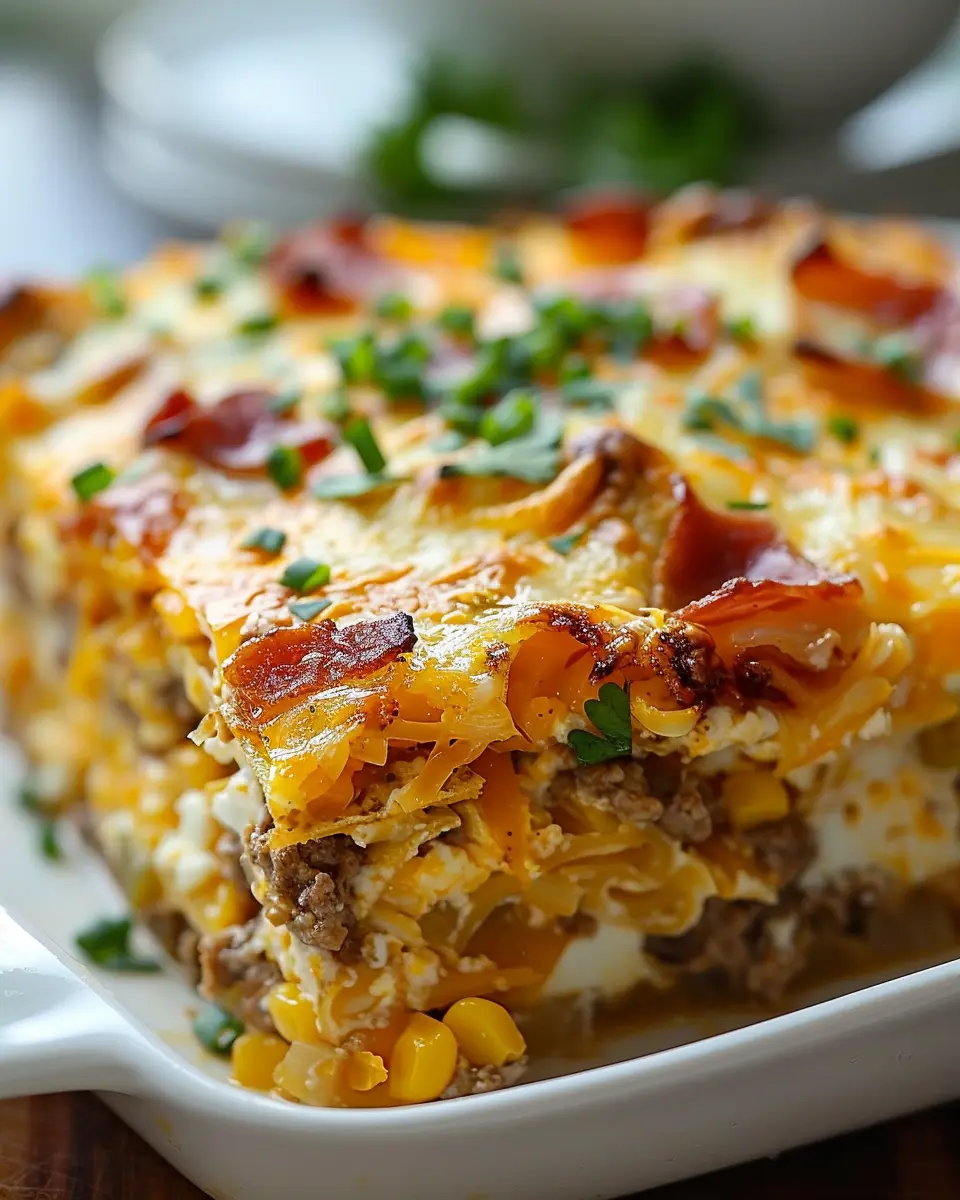 Ultimate Overnight Breakfast Casserole with Turkey Bacon and Chicken Ham