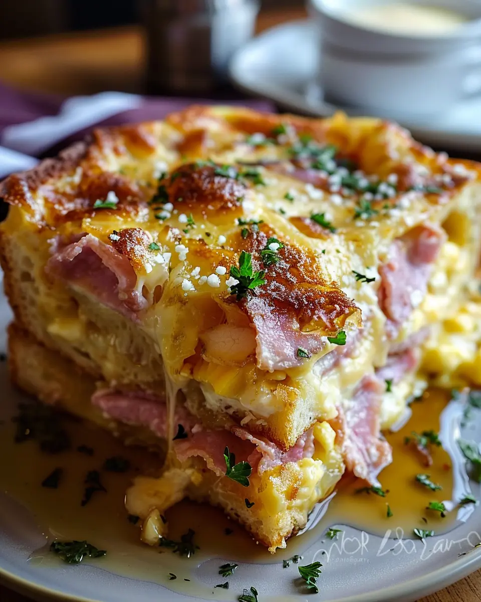 Monte Cristo Breakfast Casserole: Easy Turkey Bacon &amp; Chicken Ham Delight