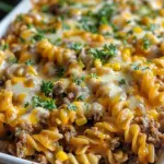 Loaded Cheddar Ranch Beef and Sweet Corn Rotini Bake