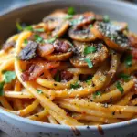 Pumpkin & Mushroom Spaghetti with Crispy Bacon
