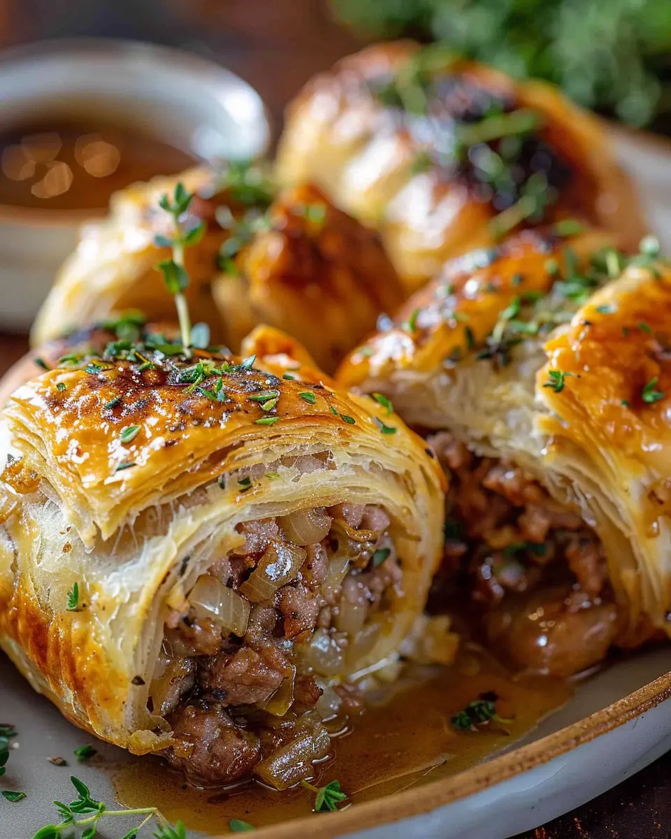 Savory French Onion Sausage Rolls: Golden, Flaky &amp; Irresistibly Flavorful
