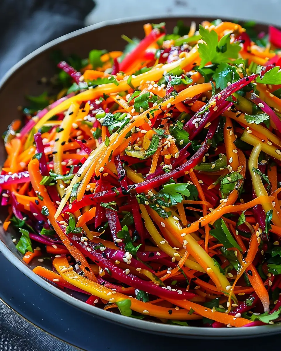 Shaved Rainbow Carrot Sesame Salad: A Refreshing Twist on Taste