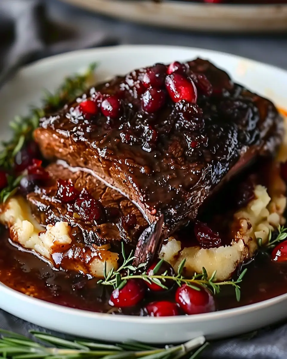 Slow-Braised Beef Roast with Cranberry Balsamic Glaze Delight
