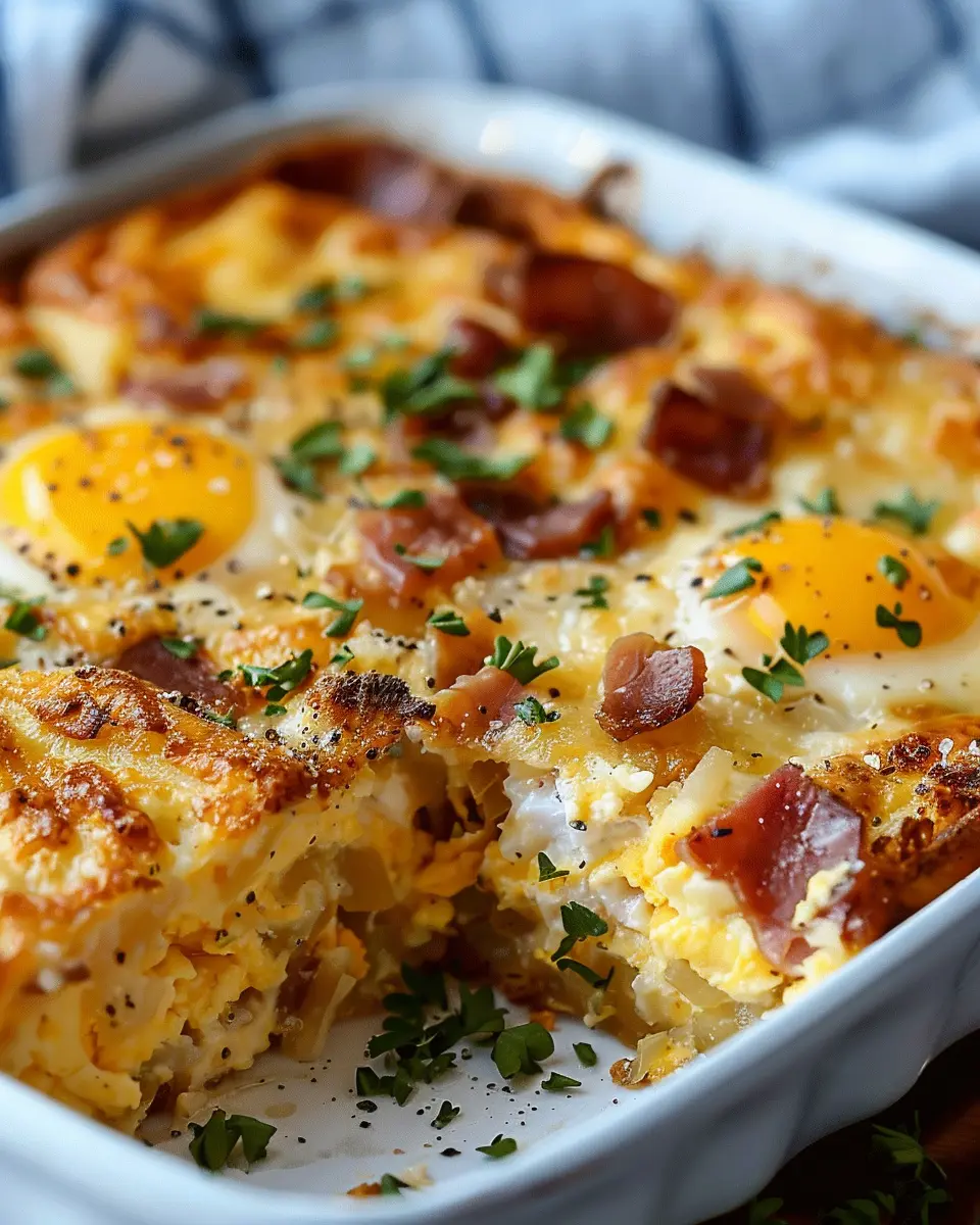 Best Breakfast Casserole: Turkey Bacon &amp; Chicken Ham Delight