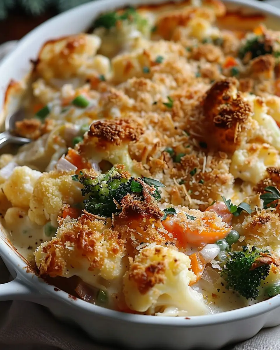 Creamy Winter Vegetable Casserole with Turkey Bacon Delight